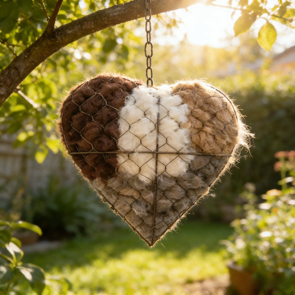 ☁ Handmade Alpaca Fiber Bird Nesting Heart 🏡