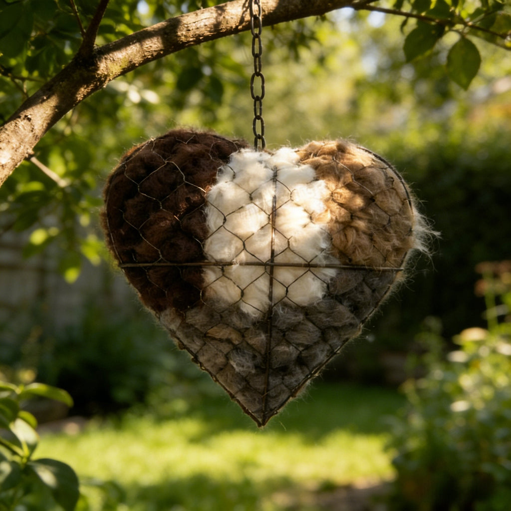 ☁ Handmade Alpaca Fiber Bird Nesting Heart 🏡