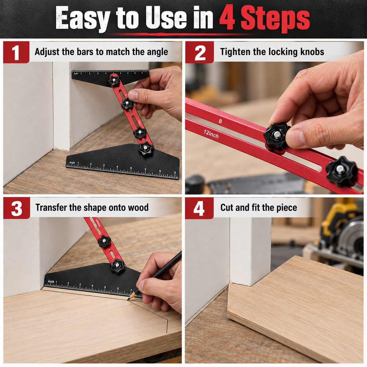🔨Adjustable Stair Measuring Tool – Multi-Angle Layout Gauge for Woodworking & Renovation📐