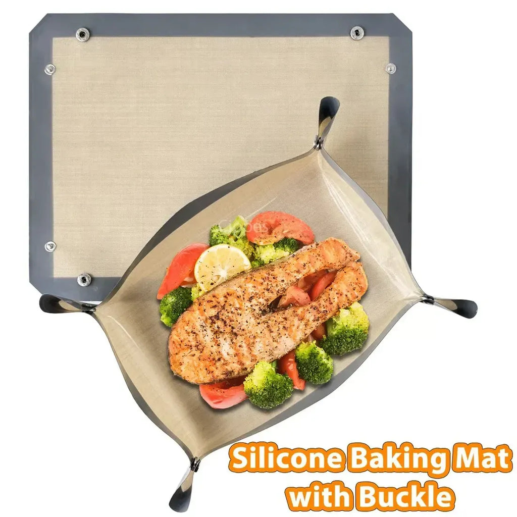 🔥HOT SALE 49% OFF - 🧀 Non-Stick Reusable Baking Tray Mat – Snap-Corner Silicone Liner to Replace Foil & Parchment
