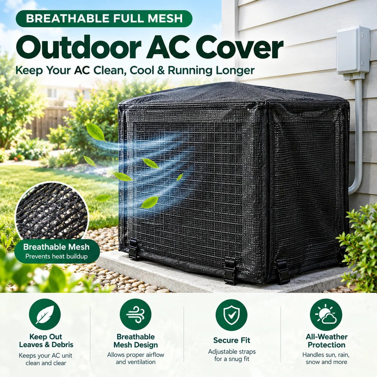 🔥HOT SALE 49% OFF❄️Heavy-Duty Mesh AC Cover - All-Season Outdoor Protection