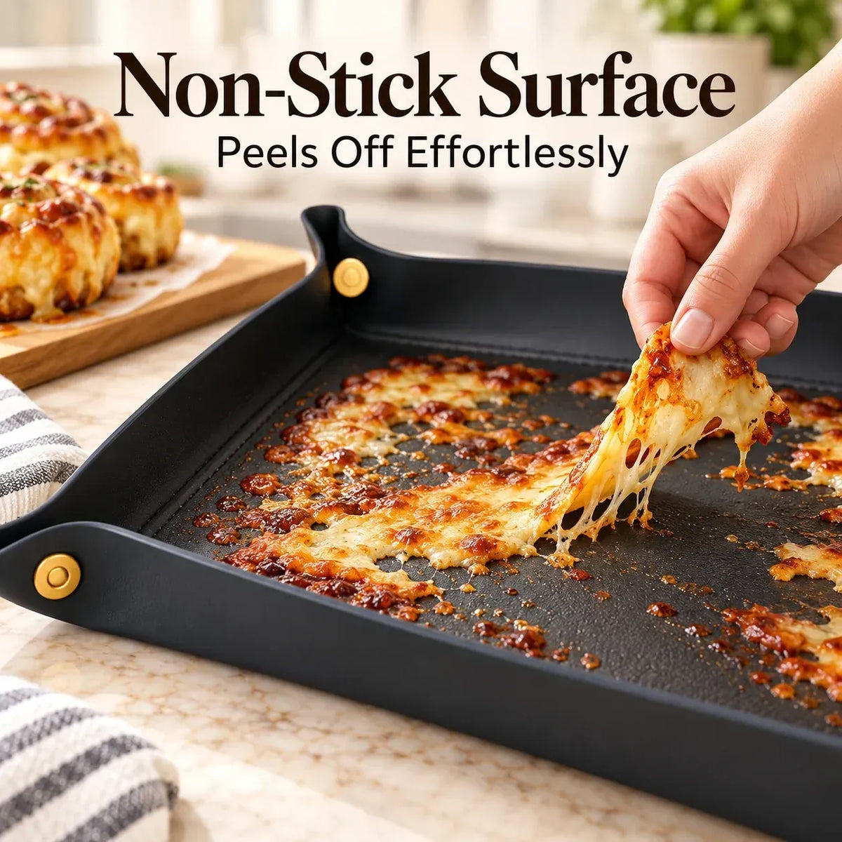 🔥HOT SALE 49% OFF - 🧀 Non-Stick Reusable Baking Tray Mat – Snap-Corner Silicone Liner to Replace Foil & Parchment
