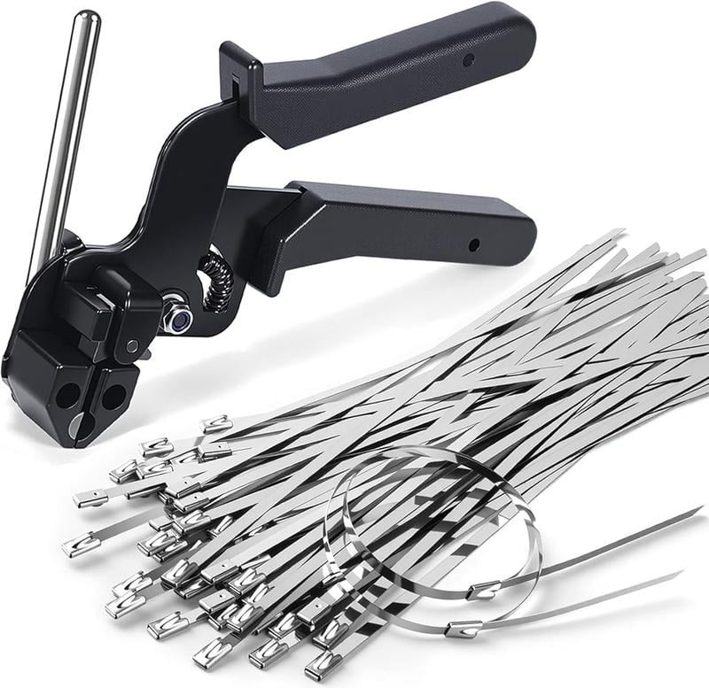 🎉 Special Offer Today Only!🎉🔥Stainless Steel Cable Tie Gun with Metal Zip Ties