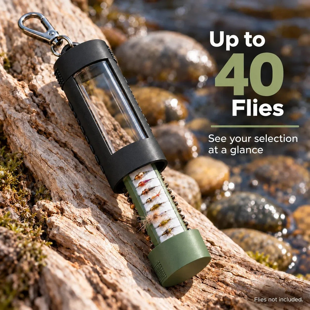 🔥Last Day 49% OFF - 🎣Clip-On Fly Fishing Box – Magnetic One-Handed Fly Storage Case, Holds Up to 40 Flies