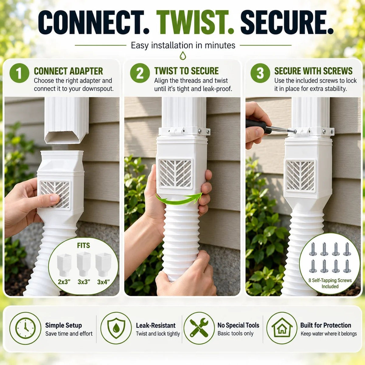 🌧️ Flexible Downspout Extension Kit – 22–63in Rainwater Drainage Pipe