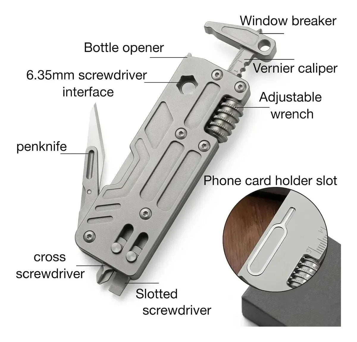 Portable Titanium 10‐In‐One Outdoor Multi‐Function Tool