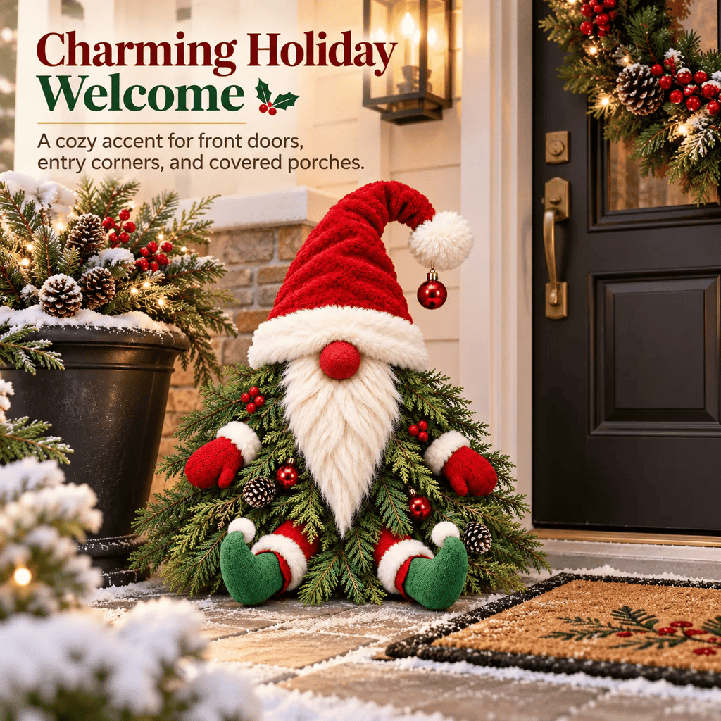 Sitting Christmas Evergreen Gnome Decor