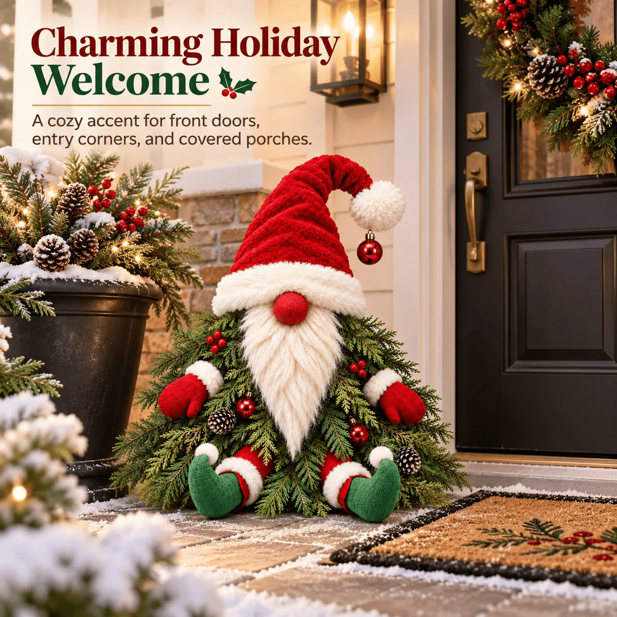 Sitting Christmas Evergreen Gnome Decor