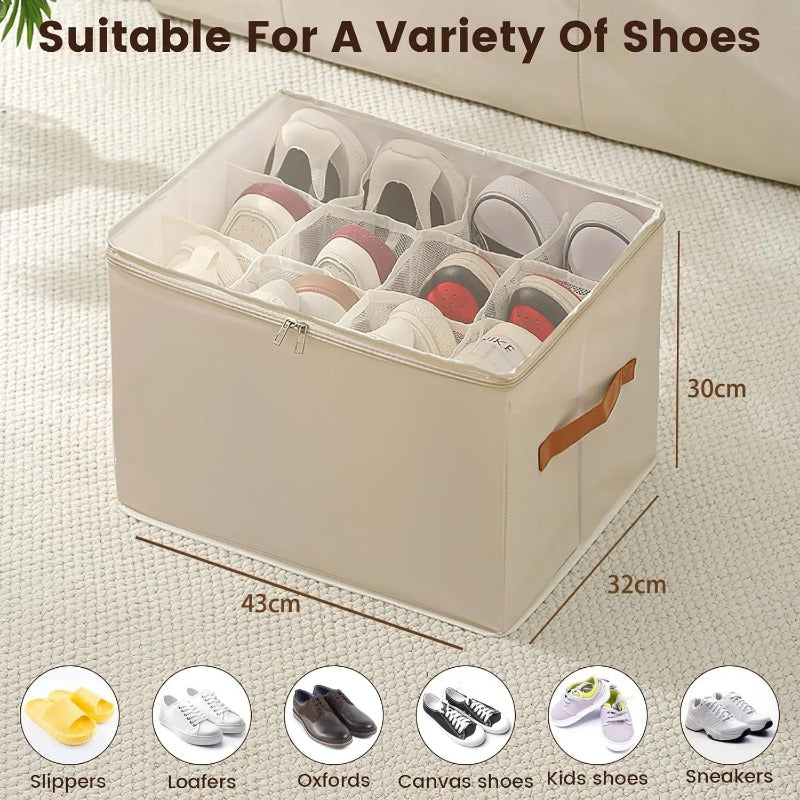 12-Grid Fabric Shoe Organizer