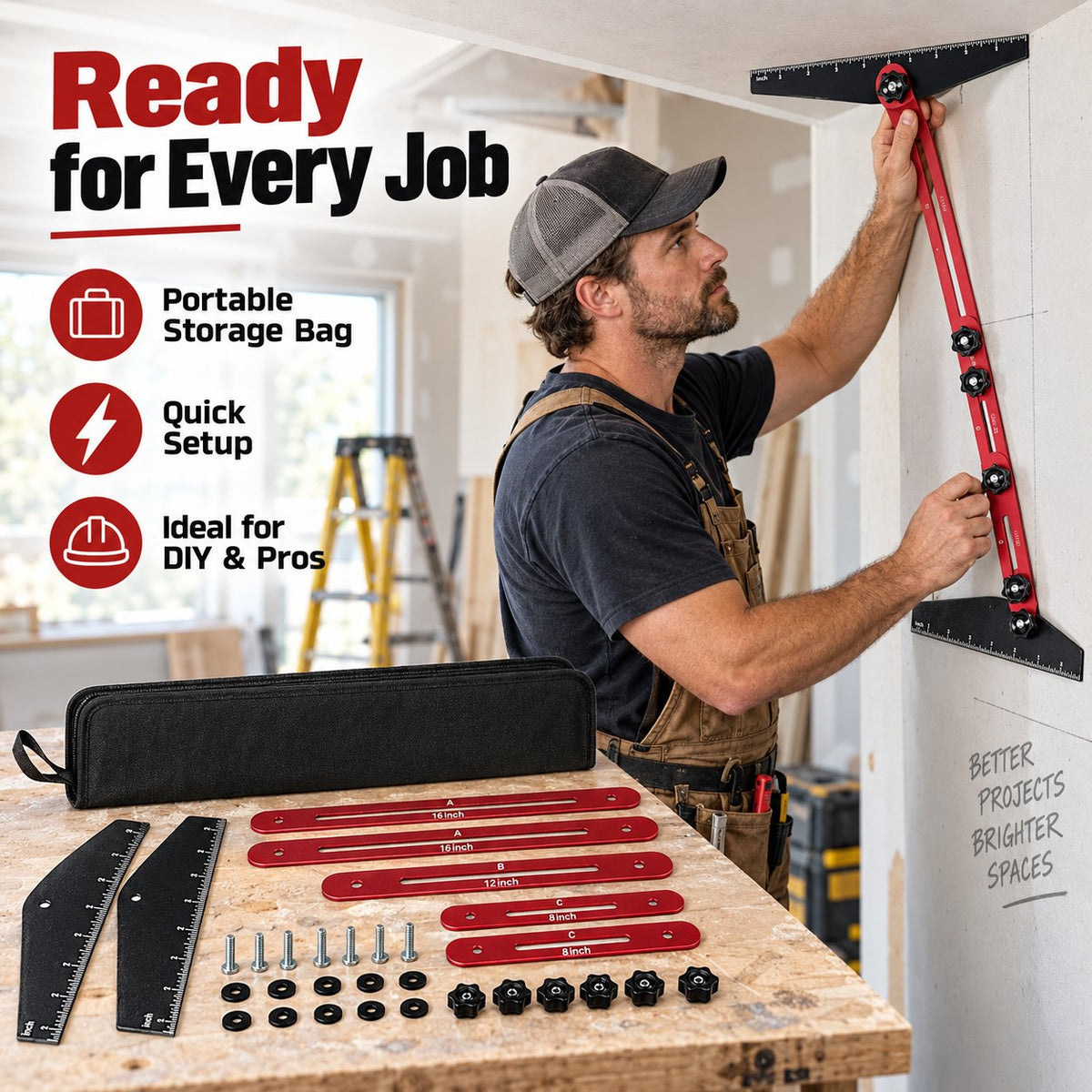🔨Adjustable Stair Measuring Tool – Multi-Angle Layout Gauge for Woodworking & Renovation📐